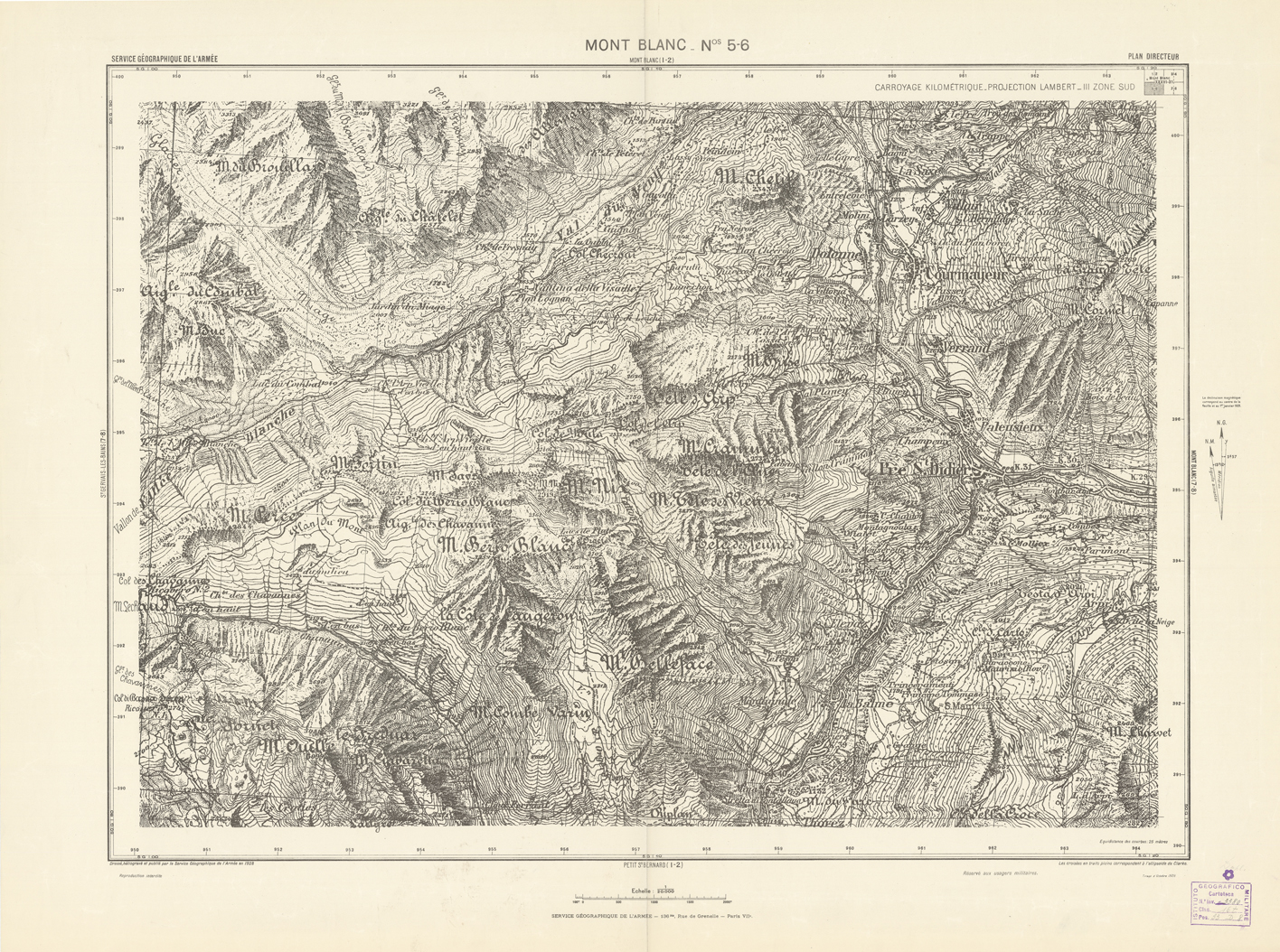 (N:20737) PLANS DIRECTEURS - XXXVI N 5-6 MONT BLANC (B0017217) Carte e stampe antiche: riproduzione a colori su carta (formato A1)
