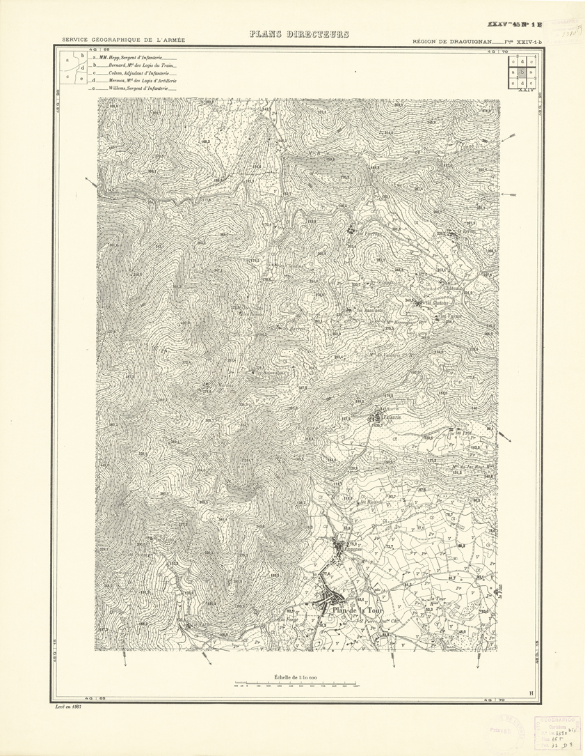 (N:20748) PLANS DIRECTEURS - REGION DE DRAGUIGNAN FEUILLE XXIV N1b (B0017228) Carte e stampe antiche: riproduzione a colori su carta (formato A1)