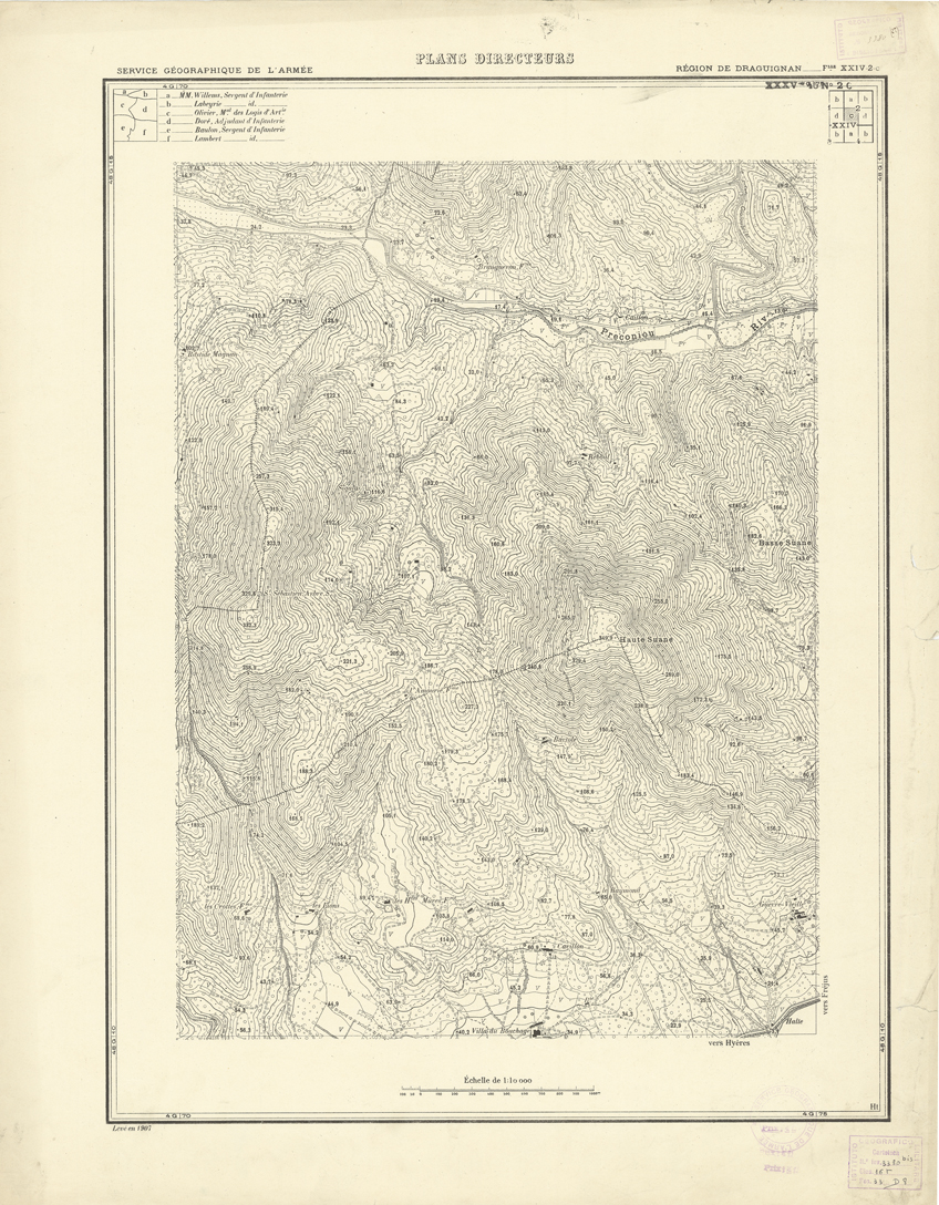 (N:20752) PLANS DIRECTEURS - REGION DE DRAGUIGNAN FEUILLE XXIV N2c (B0017232) Carte e stampe antiche: riproduzione a colori su carta (formato A1)