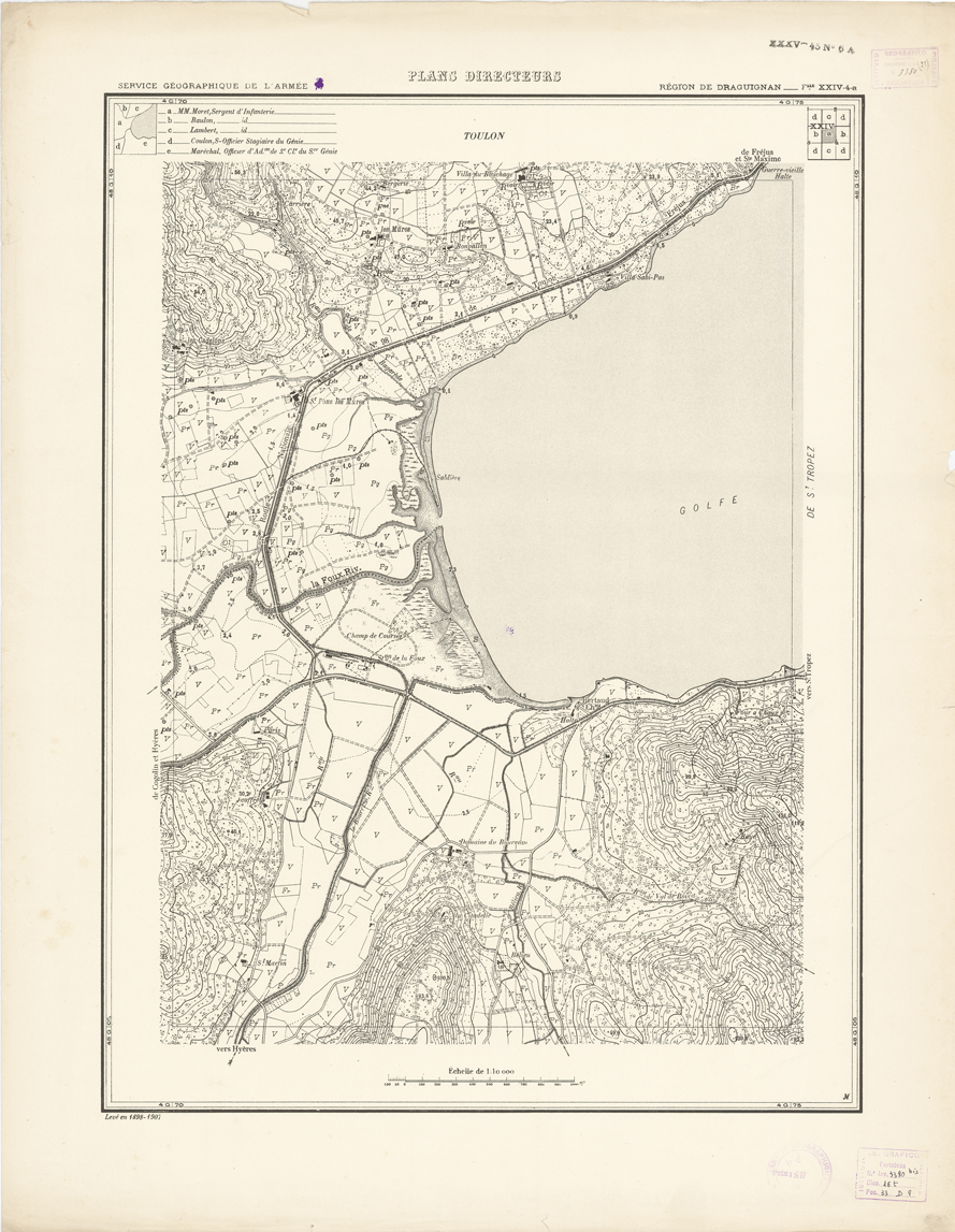 (N:20753) PLANS DIRECTEURS - REGION DE DRAGUIGNAN FEUILLE XXIV N4a (B0017234) Carte e stampe antiche: riproduzione a colori su carta (formato A1)