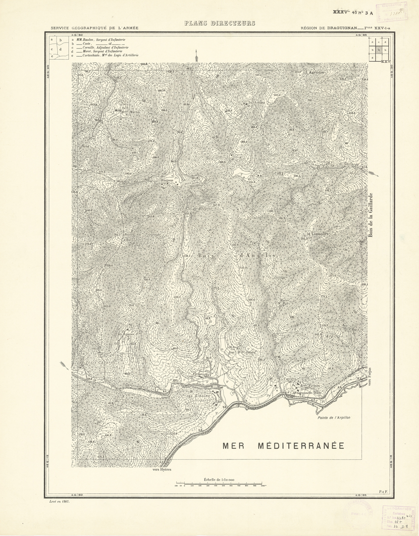 (N:20755) PLANS DIRECTEURS - REGION DE DRAGUIGNAN FEUILLE XXV N1a (B0017236) Carte e stampe antiche: riproduzione a colori su carta (formato A1)