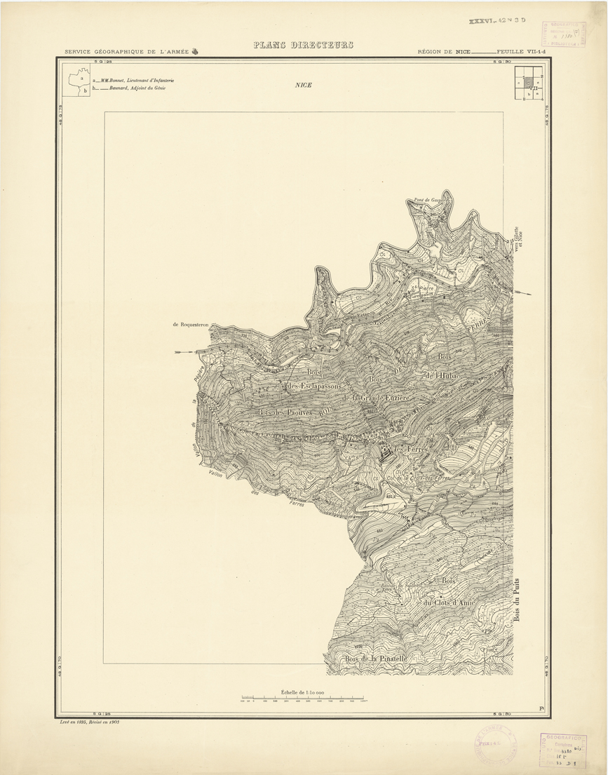 (N:20763) PLANS DIRECTEURS - REGIONE NICE FEUILLE  VII N1d (B0017244) Carte e stampe antiche: riproduzione a colori su carta (formato A1)