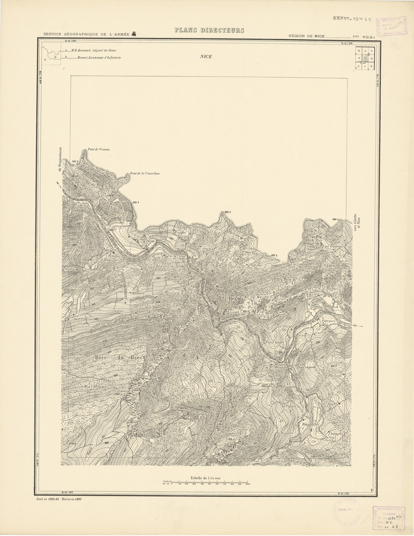 (N:20764) PLANS DIRECTEURS - REGION DE NICE FEUILLE VII N2c (B0017245) Carte e stampe antiche: riproduzione a colori su carta (formato A1)