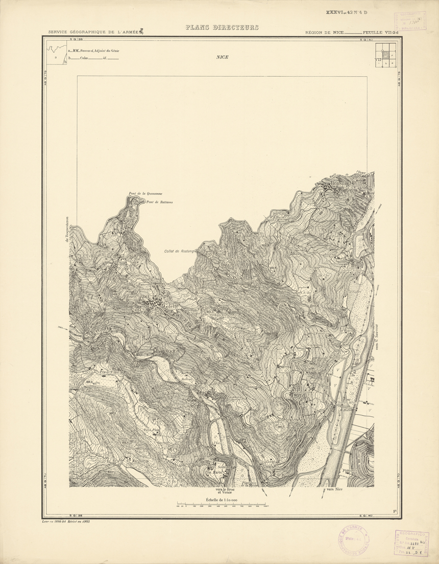 (N:20765) PLANS DIRECTEURS - REGION DE NICE FEUILLE VII N2d (B0017246) Carte e stampe antiche: riproduzione a colori su carta (formato A1)