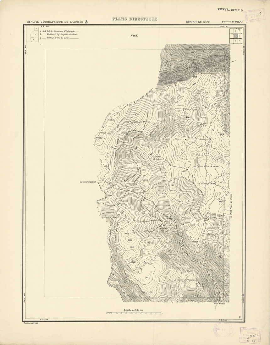 (N:20767) PLANS DIRECTEURS - REGION DE NICE FEUILLE VII N3d (B0017248) Carte e stampe antiche: riproduzione a colori su carta (formato A1)