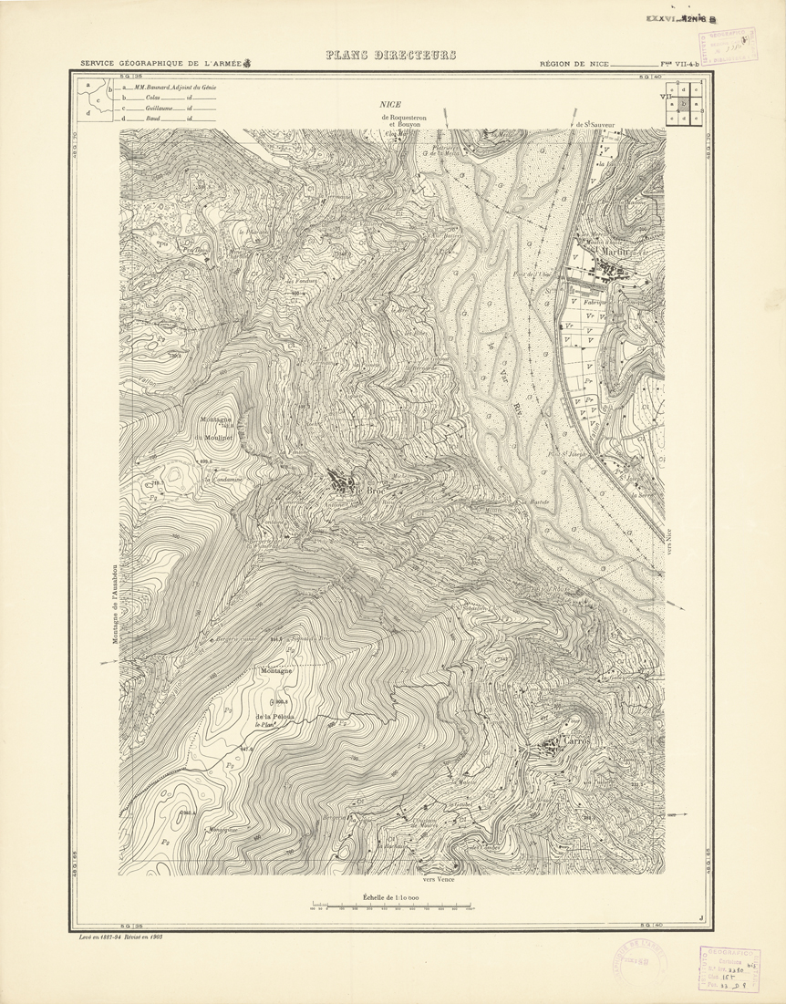 (N:20769) PLANS DIRECTEURS - REGION DE NICE FEUILLE VII N4b (B0017250) Carte e stampe antiche: riproduzione a colori su carta (formato A1)