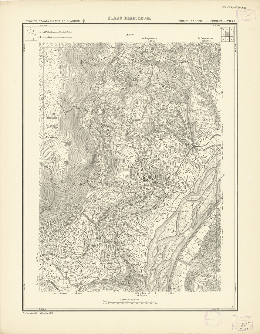 (N:20771) PLANS DIRECTEURS - REGION DE NICE FEUILLE VII N4d (B0017252) Carte e stampe antiche: riproduzione a colori su carta (formato A1)