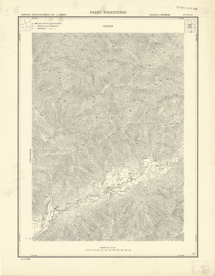 (N:20793) PLANS DIRECTEURS - REGION D'HYERES FEUILLE II N1b (B0017274) Carte e stampe antiche: riproduzione a colori su carta (formato A1)