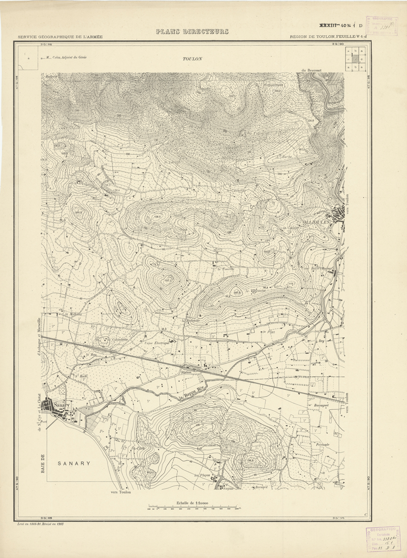 (N:20796) PLANS DIRECTEURS - REGION DE TOULON FEUILLE V N1d (B0017277) Carte e stampe antiche: riproduzione a colori su carta (formato A1)