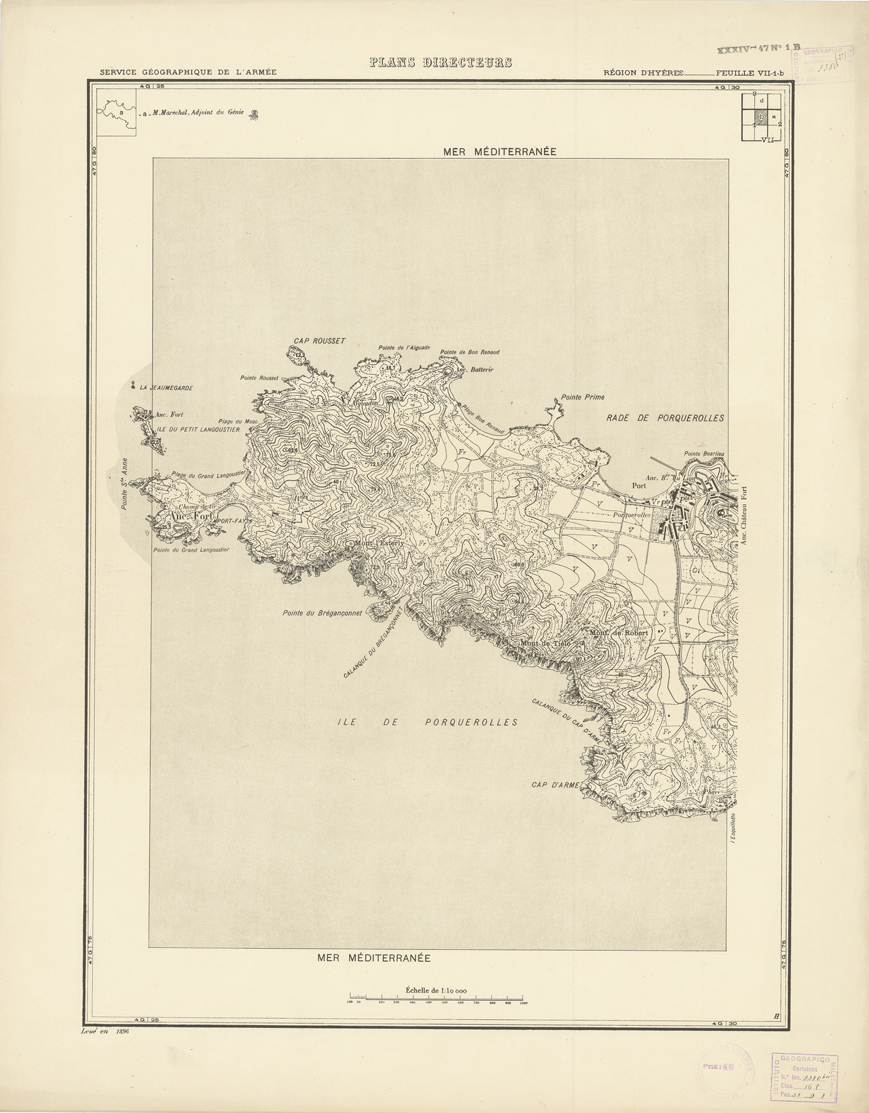 (N:20797) PLANS DIRECTEURS - REGION D'HYERES FEUILLE VII N1b (B0017278) Carte e stampe antiche: riproduzione a colori su carta (formato A1)