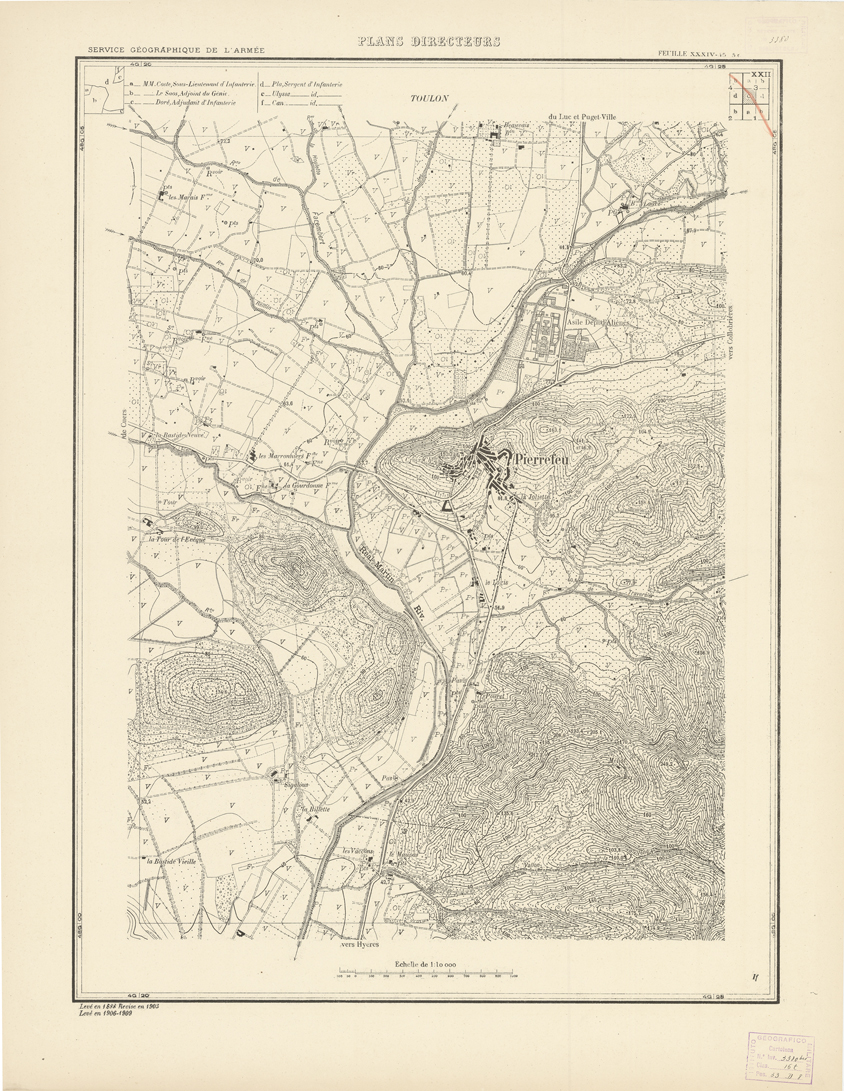 (N:20839) PLANS DIRECTEURS - FEUILLE XXXIV 45 5c (B0017320) Carte e stampe antiche: riproduzione a colori su carta (formato A1)