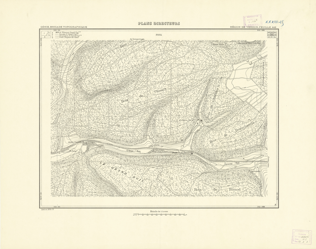 (N:20896) PLANS DIRECTEURS - REGIONE DE VERDUN FEUILLE 448 (B0017377) Carte e stampe antiche: riproduzione a colori su carta (formato A1)
