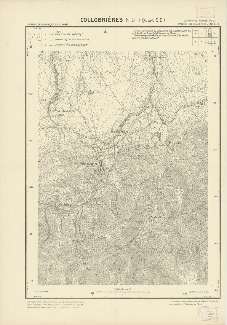 (N:20910) PLANS DIRECTEURS - COLLOBRIERES N.O. 3d (B0017391) Carte e stampe antiche: riproduzione a colori su carta (formato A1)