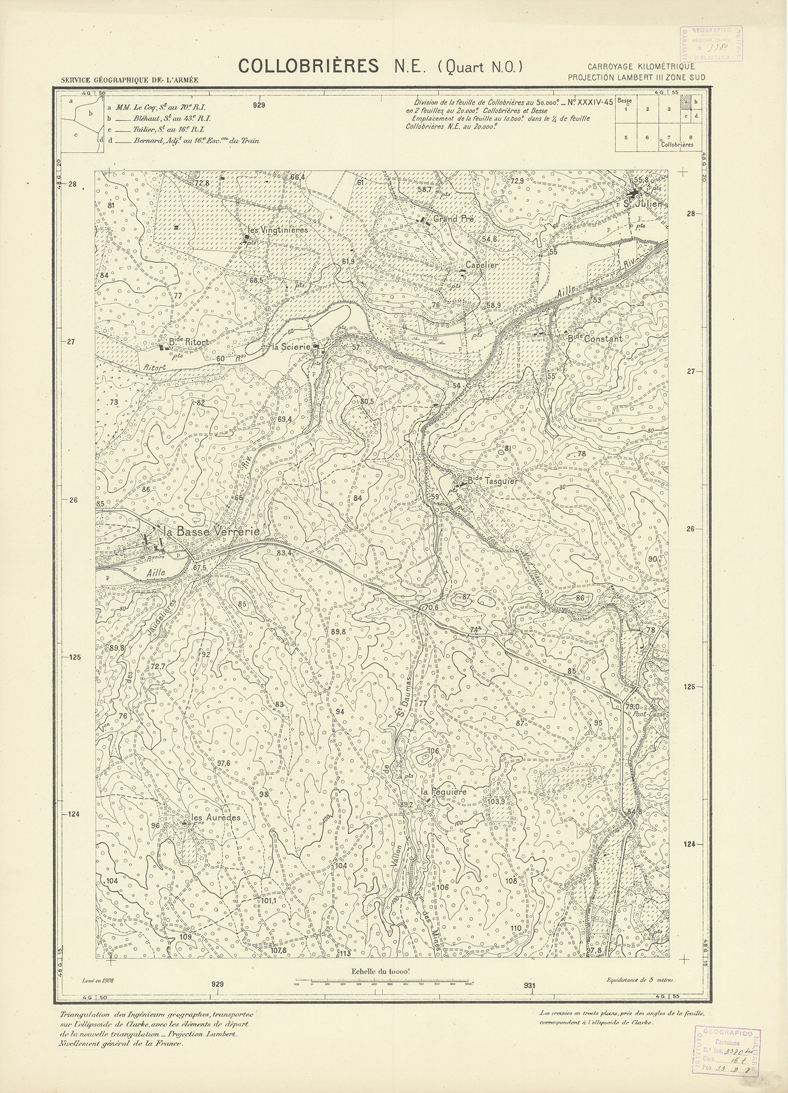 (N:20911) PLANS DIRECTEURS - COLLOBRIERES N.E. 4a (B0017392) Carte e stampe antiche: riproduzione a colori su carta (formato A1)