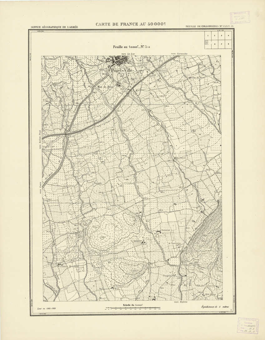 (N:20919) PLANS DIRECTEURS - FEUILLE DE COLLOBRIERES XXXIV 45 N5a (B0017400) Carte e stampe antiche: riproduzione a colori su carta (formato A1)