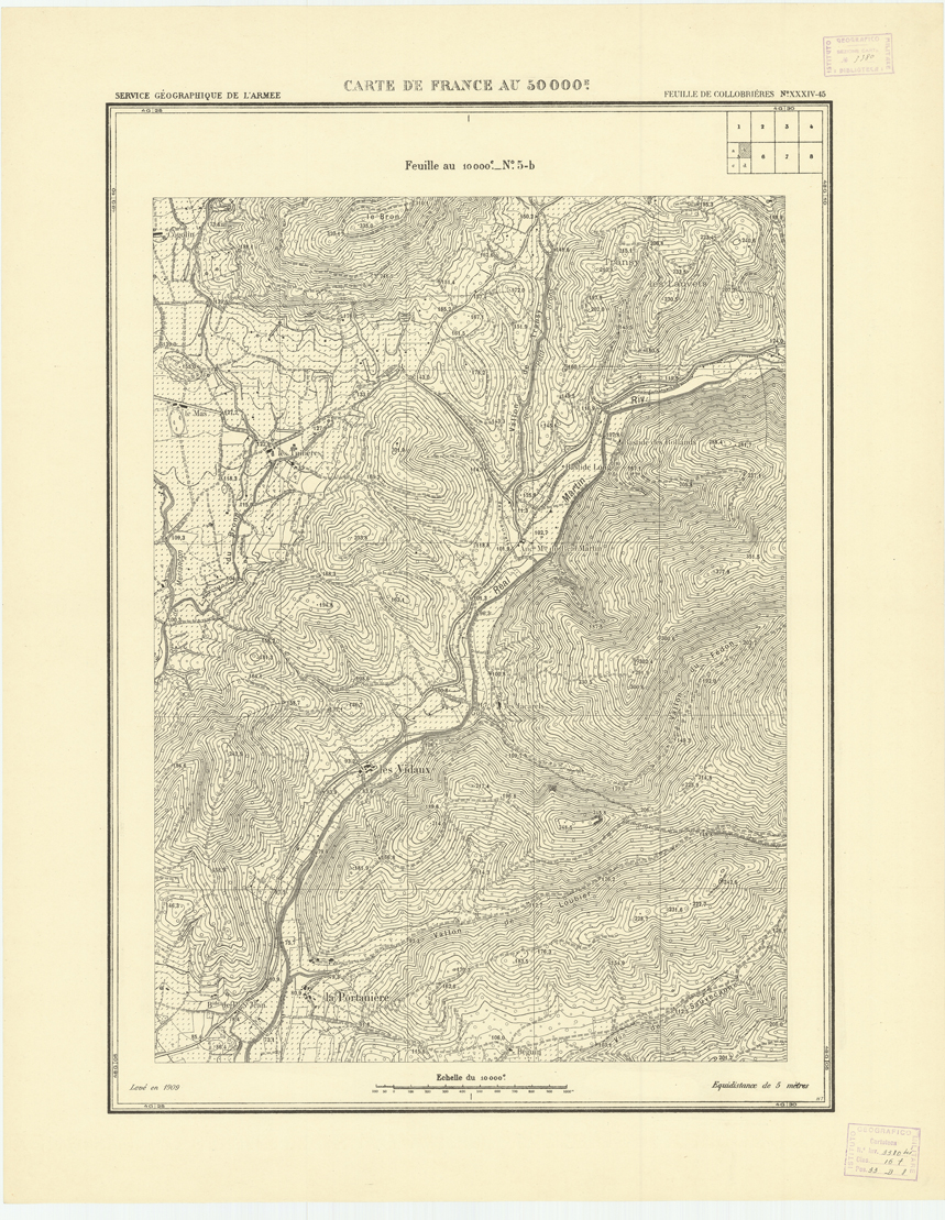 (N:20920) PLANS DIRECTEURS - FEUILLE DE COLLOBRIERES XXXIV 45 N5b (B0017401) Carte e stampe antiche: riproduzione a colori su carta (formato A1)