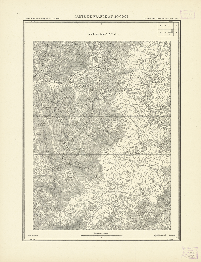 (N:20924) PLANS DIRECTEURS - FEUILLE DE COLLOBRIERES XXXIV 45 N7b (B0017405) Carte e stampe antiche: riproduzione a colori su carta (formato A1)