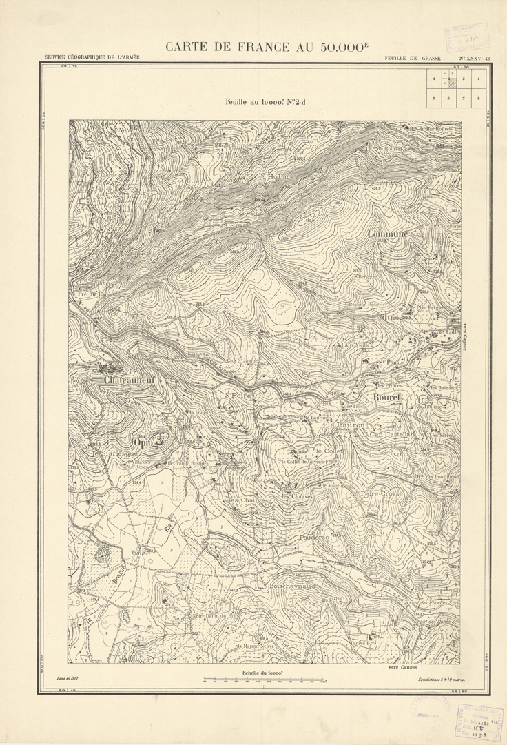(N:20934) PLANS DIRECTEURS - FEUILLE DE GRASSE XXXVI 43 N2d (B0017415) Carte e stampe antiche: riproduzione a colori su carta (formato A1)