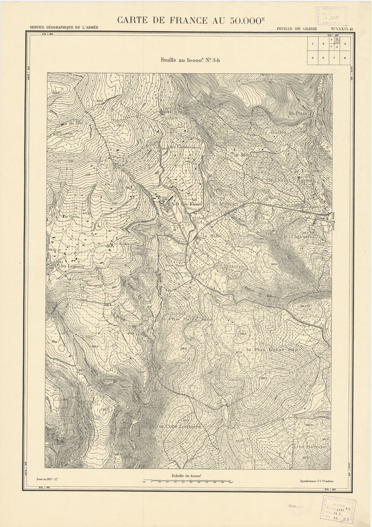 (N:20936) PLANS DIRECTEURS - FEUILLE DE GRASSE XXXVI 43 N3b (B0017417) Carte e stampe antiche: riproduzione a colori su carta (formato A1)