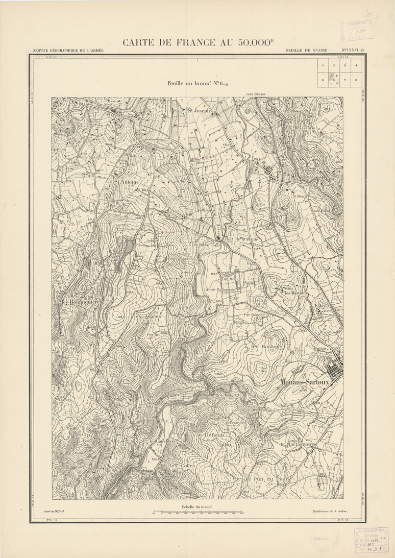 (N:20946) PLANS DIRECTEURS - FEUILLE DE GRASSE XXXVI 43 N6a (B0017427) Carte e stampe antiche: riproduzione a colori su carta (formato A1)
