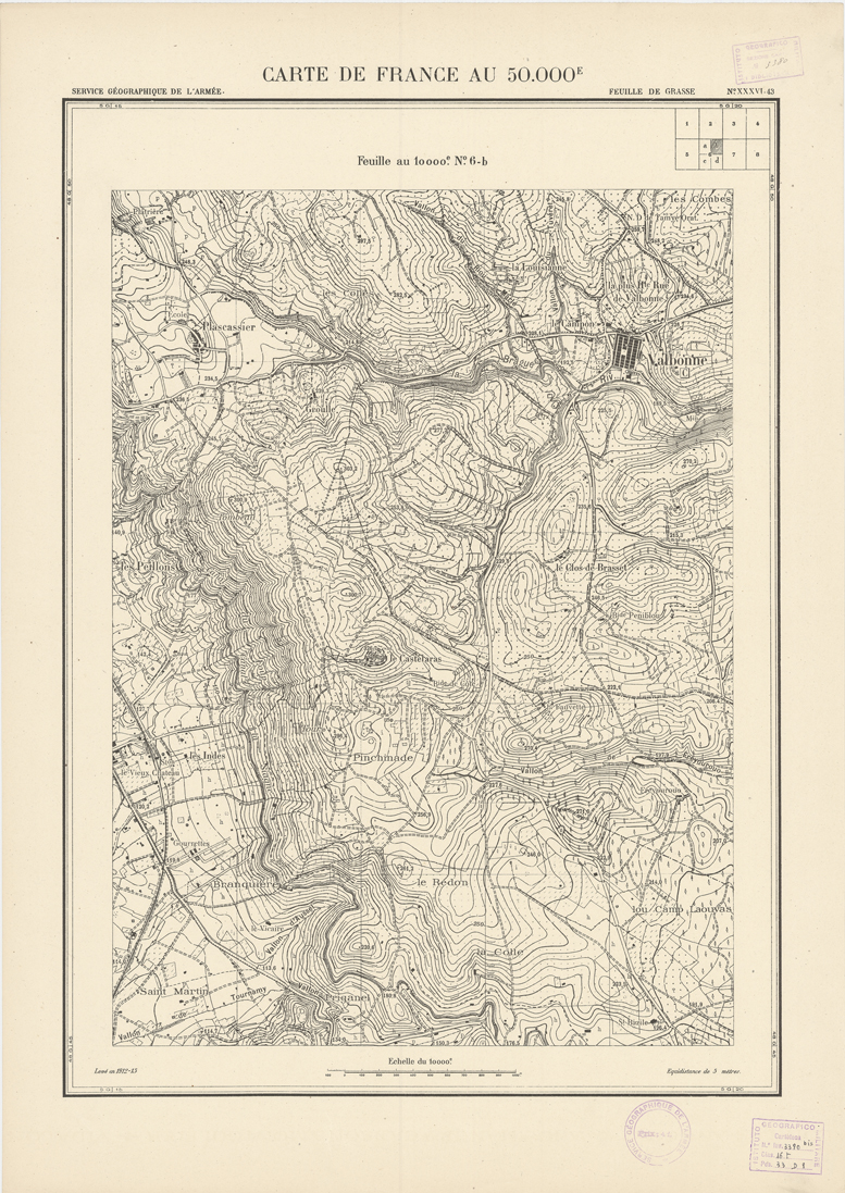 (N:20947) PLANS DIRECTEURS - FEUILLE DE GRASSE XXXVI 43 N6b (B0017428) Carte e stampe antiche: riproduzione a colori su carta (formato A1)