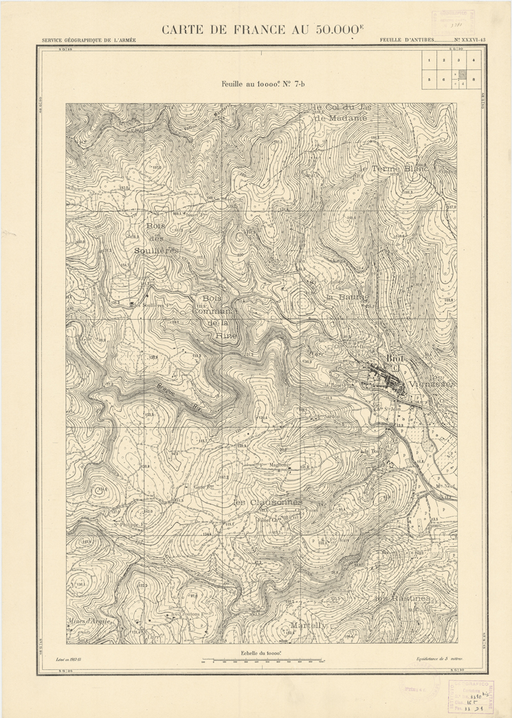 (N:20952) PLANS DIRECTEURS - FEUILLE D'ANTIBES XXXVI 43 N7b (B0017432) Carte e stampe antiche: riproduzione a colori su carta (formato A1)