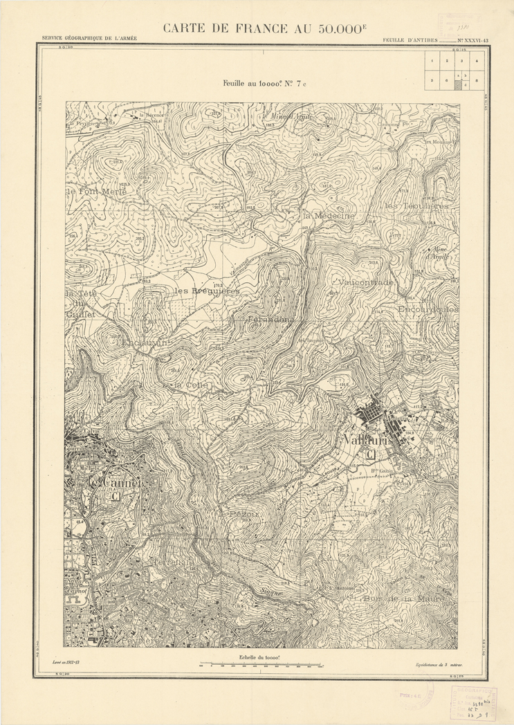 (N:20953) PLANS DIRECTEURS - FEUILLE D'ANTIBES XXXVI 43 N7c (B0017433) Carte e stampe antiche: riproduzione a colori su carta (formato A1)