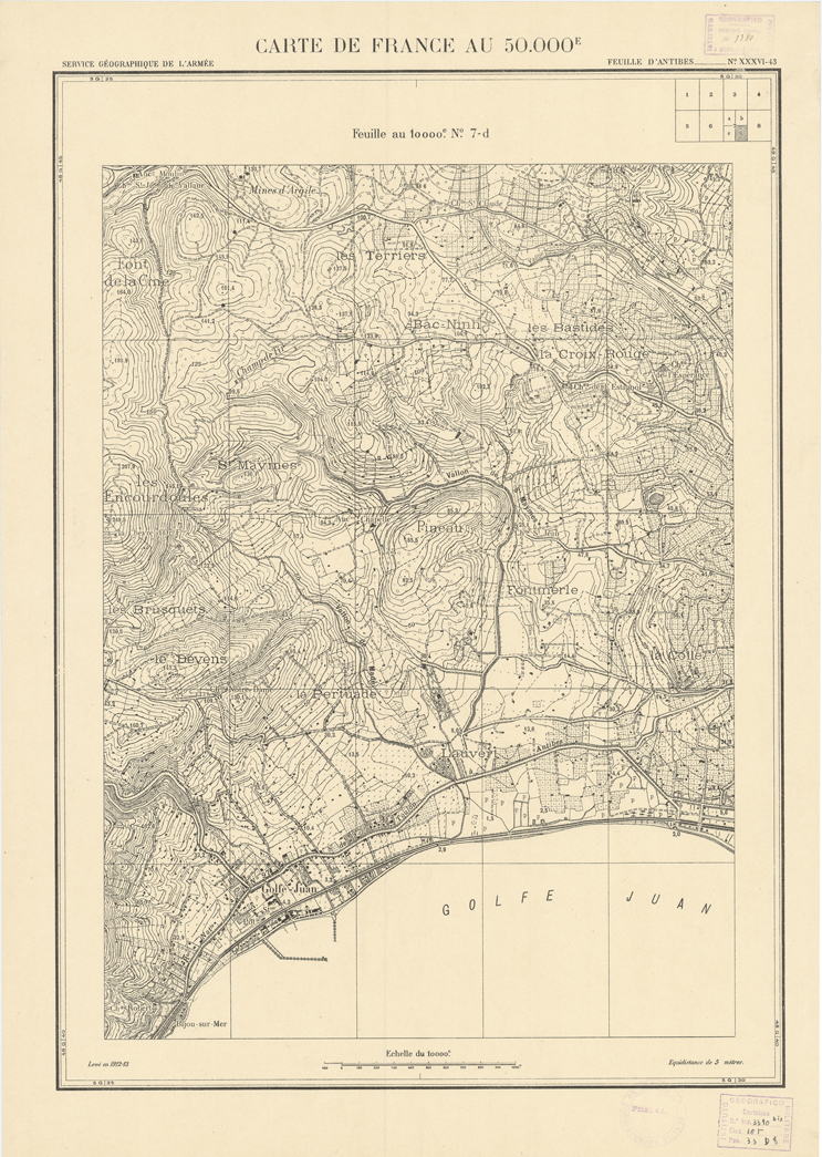 (N:20954) PLANS DIRECTEURS - FEUILLE D'ANTIBES XXXVI 43 N7d (B0017434) Carte e stampe antiche: riproduzione a colori su carta (formato A1)