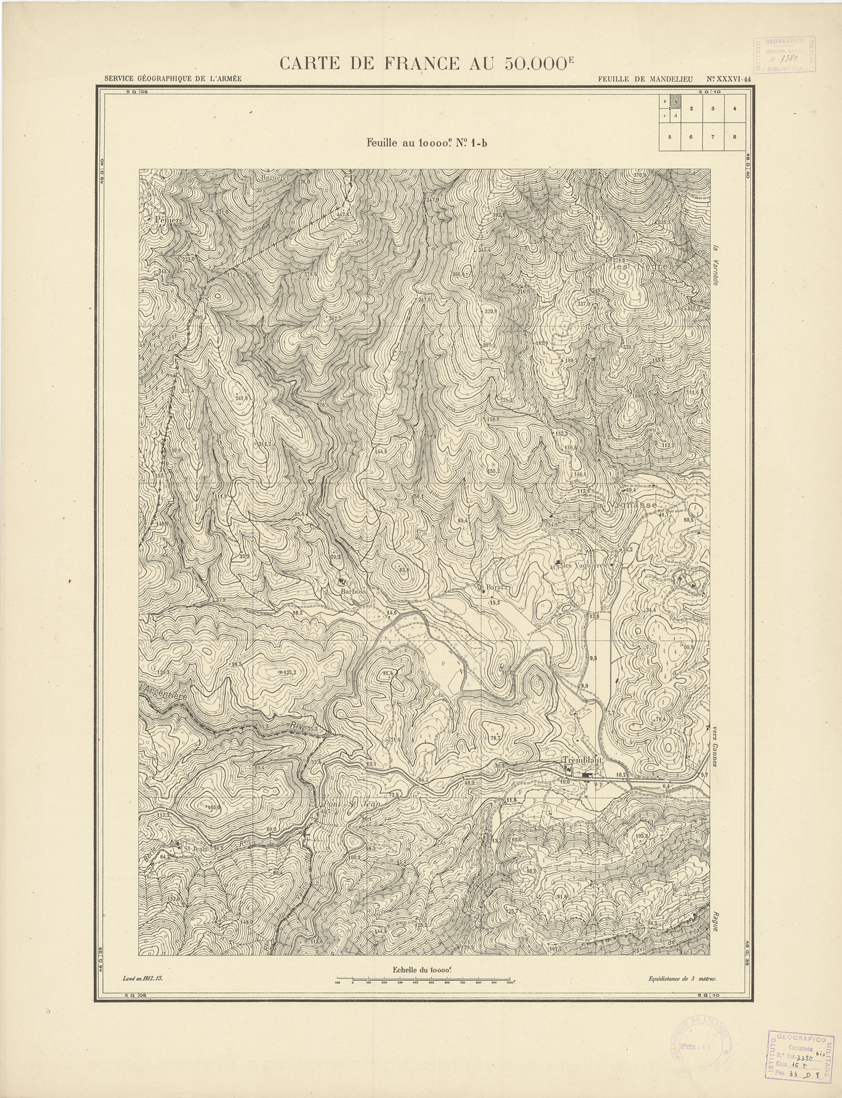 (N:20958) PLANS DIRECTEURS - FEUILLE DE MANDELIEU XXXVI 44 N1b (B0017438) Carte e stampe antiche: riproduzione a colori su carta (formato A1)
