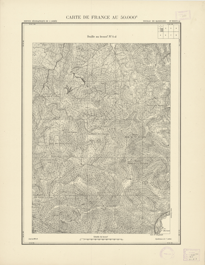 (N:20960) PLANS DIRECTEURS - FEUILLE DE MANDELIEU XXXVI 44 N1d (B0017440) Carte e stampe antiche: riproduzione a colori su carta (formato A1)