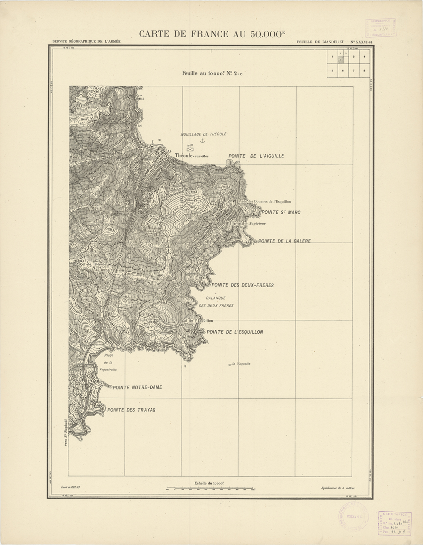 (N:20963) PLANS DIRECTEURS - FEUILLE DE MENDELIEU XXXVI 44 N2c (B0017443) Carte e stampe antiche: riproduzione a colori su carta (formato A1)