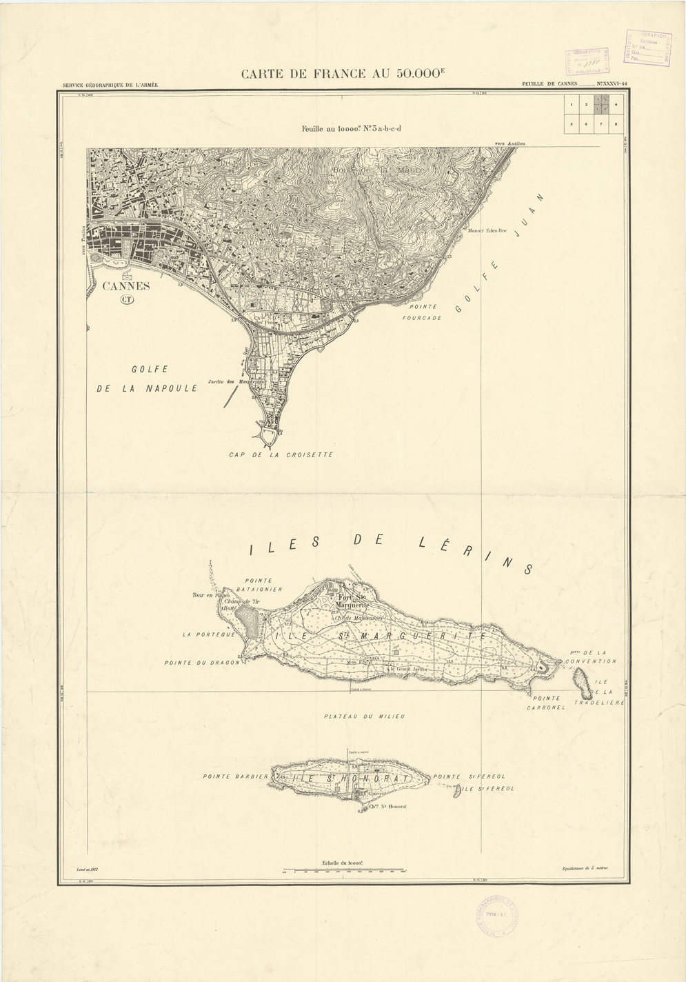 (N:20964) PLANS DIRECTEURS - FEUILLE DE CANNES XXXVI 44 N3 a-b-c-d (B0017444) Carte e stampe antiche: riproduzione a colori su carta (formato A1)