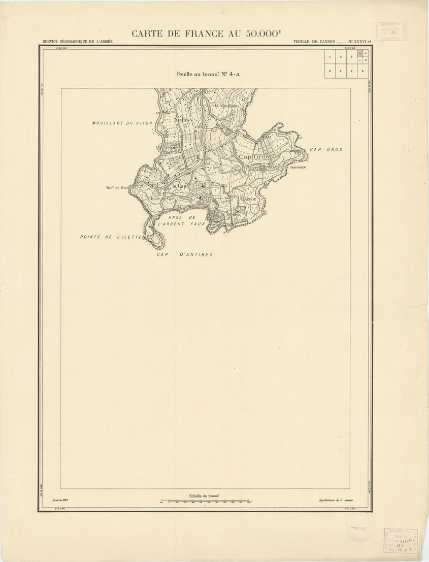 (N:20965) PLANS DIRECTEURS - FEUILLE DE CANNES XXXVI 44 N4a (B0017445) Carte e stampe antiche: riproduzione a colori su carta (formato A1)