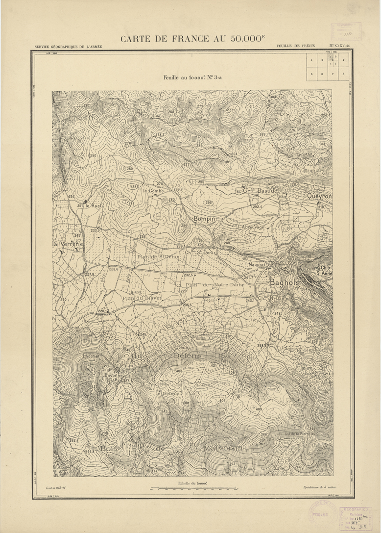 (N:20969) PLANS DIRECTEURS - FEUILLE DE FREJUS XXXV 44 N3a (B0017449) Carte e stampe antiche: riproduzione a colori su carta (formato A1)