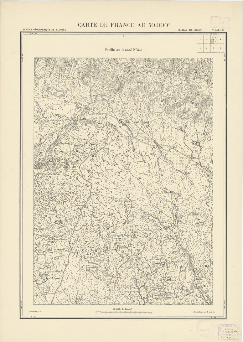 (N:20971) PLANS DIRECTEURS - FEUILLE DE FREJUS XXXV 44 N3c (B0017451) Carte e stampe antiche: riproduzione a colori su carta (formato A1)
