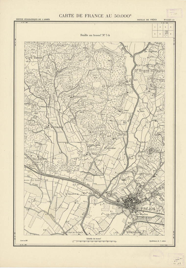 (N:20978) PLANS DIRECTEURS - FEUILLE DE FREJUS XXXV 44 N7b (B0017458) Carte e stampe antiche: riproduzione a colori su carta (formato A1)