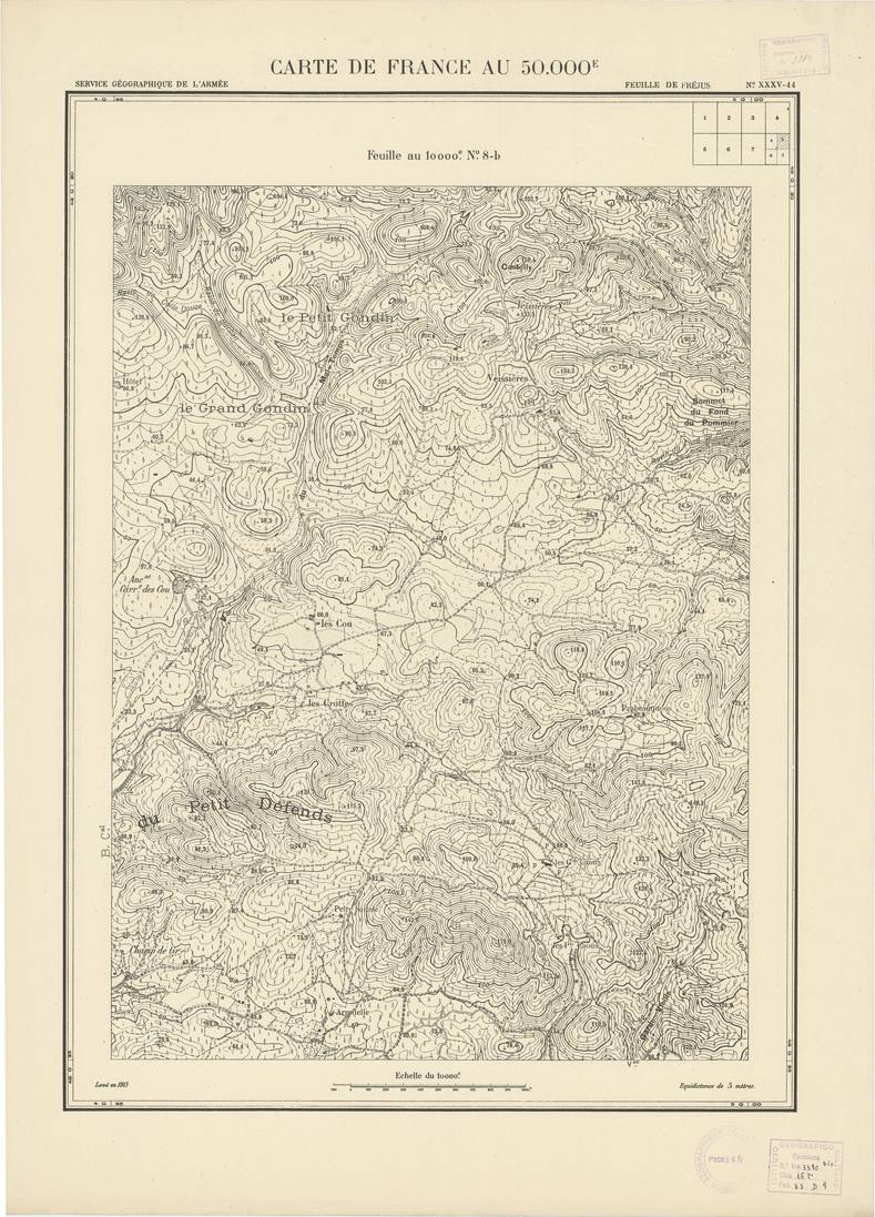 (N:20982) PLANS DIRECTUERS - FEUILLE DE FREJUS XXXV 44 N8b (B0017462) Carte e stampe antiche: riproduzione a colori su carta (formato A1)