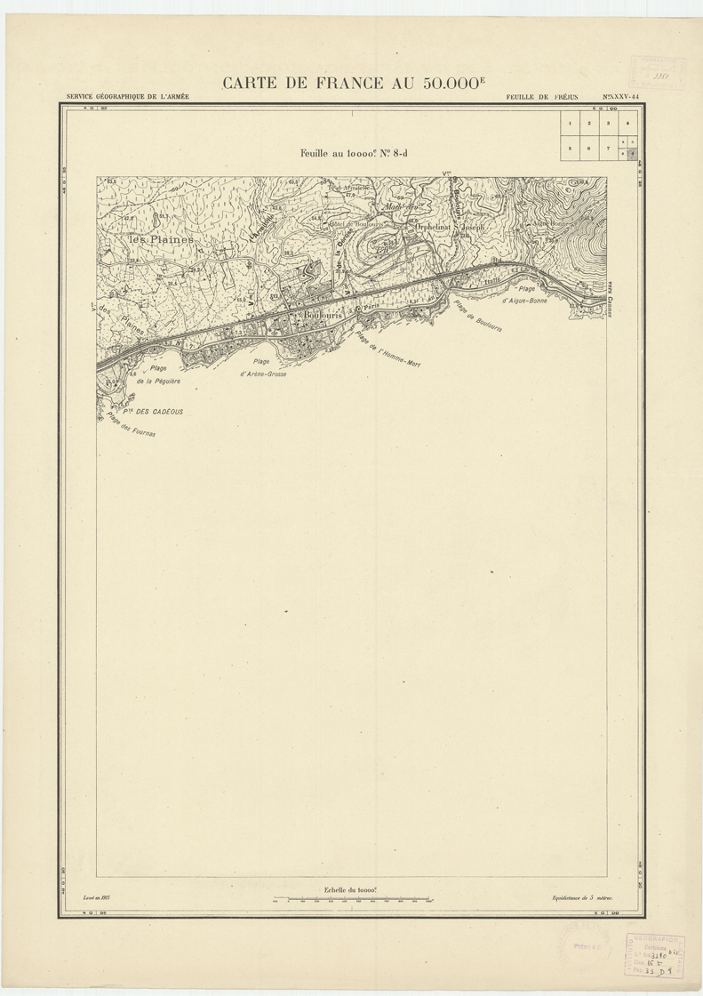 (N:20984) PLANS DIRECTEURS - FEUILLE DE FREJUS XXXV 44 N8d (B0017464) Carte e stampe antiche: riproduzione a colori su carta (formato A1)