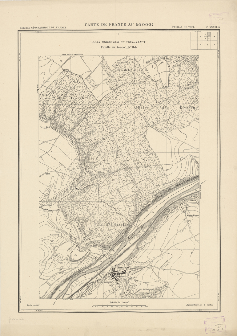 (N:20986) PLANS DIRECTEURS - FEUILLE DE TOUL XXXIII 15 N3b (B0017466) Carte e stampe antiche: riproduzione a colori su carta (formato A1)