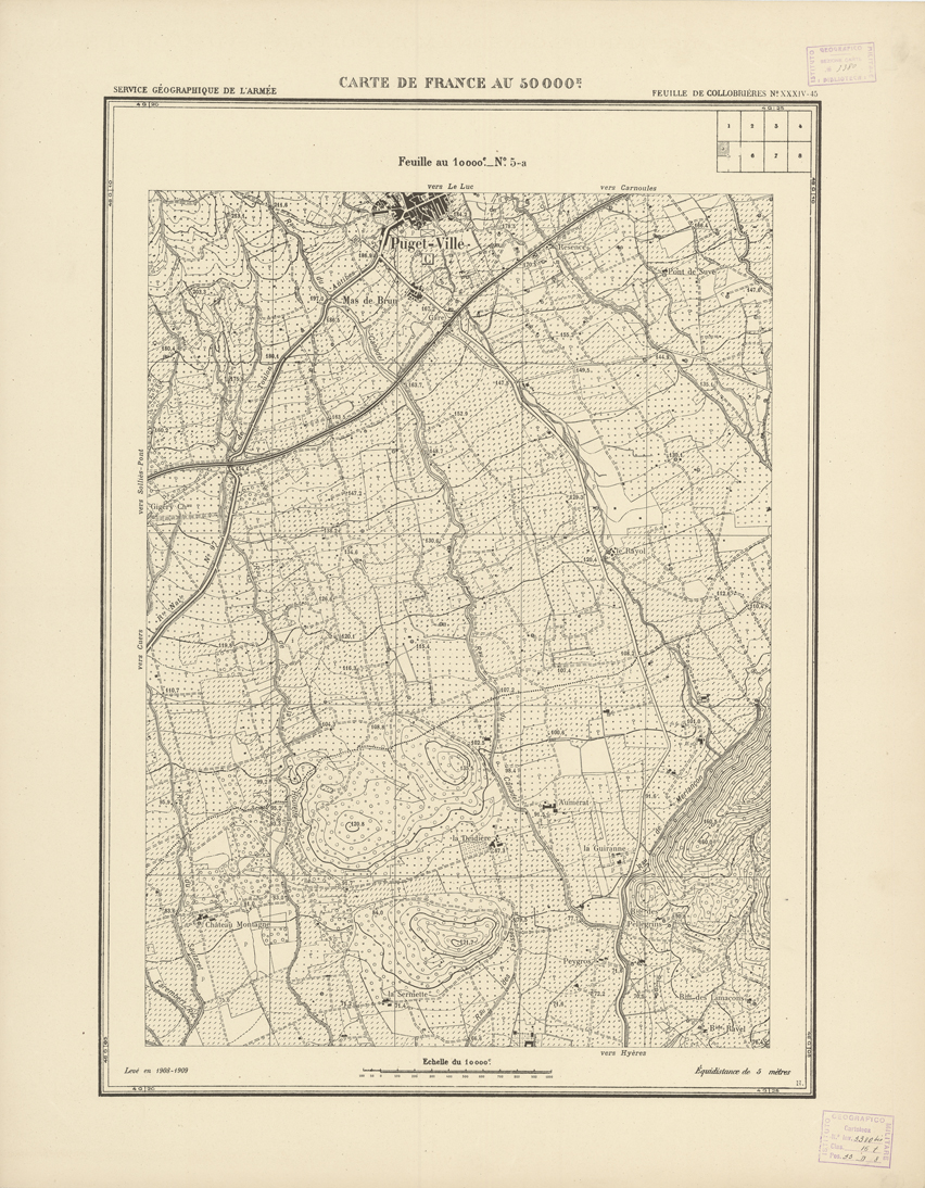 (N:20989) PLANS DIRECTEURS - FEUILLE DE COLLOBRIERES XXXIV 45 N5a (B0017469) Carte e stampe antiche: riproduzione a colori su carta (formato A1)