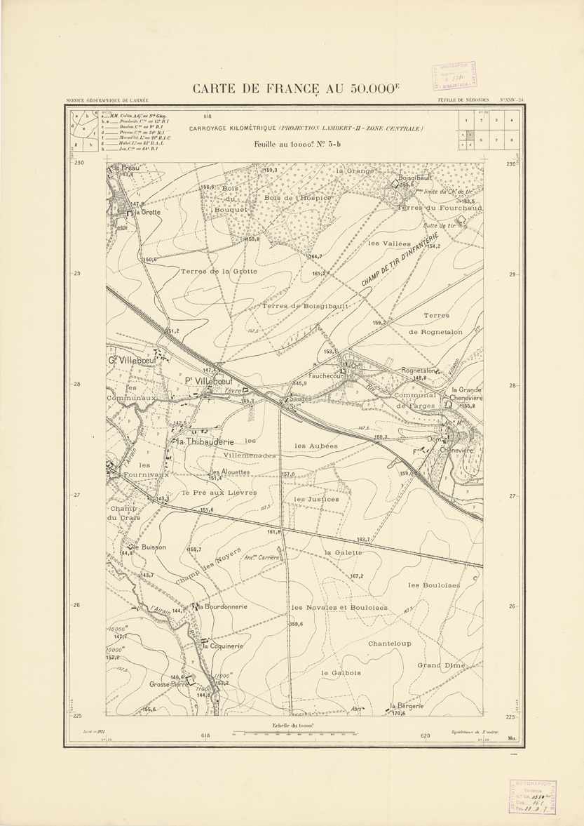 (N:20992) PLANS DIRECTEURS - FEUILLE DE NERONDES XXIV 24 N5b (B0017472) Carte e stampe antiche: riproduzione a colori su carta (formato A1)