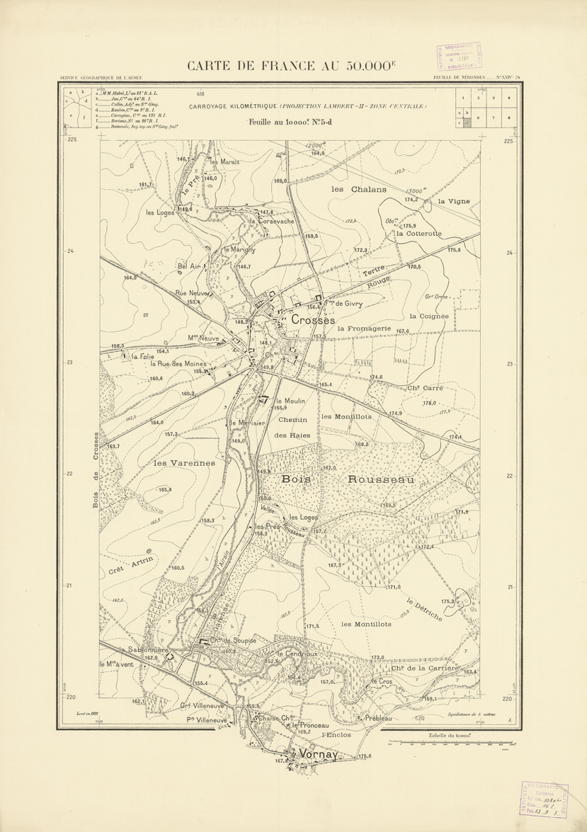 (N:20994) PLANS DIRECTEURS - FEUILLE DE NERONDES XXIV 24 N5d (B0017474) Carte e stampe antiche: riproduzione a colori su carta (formato A1)