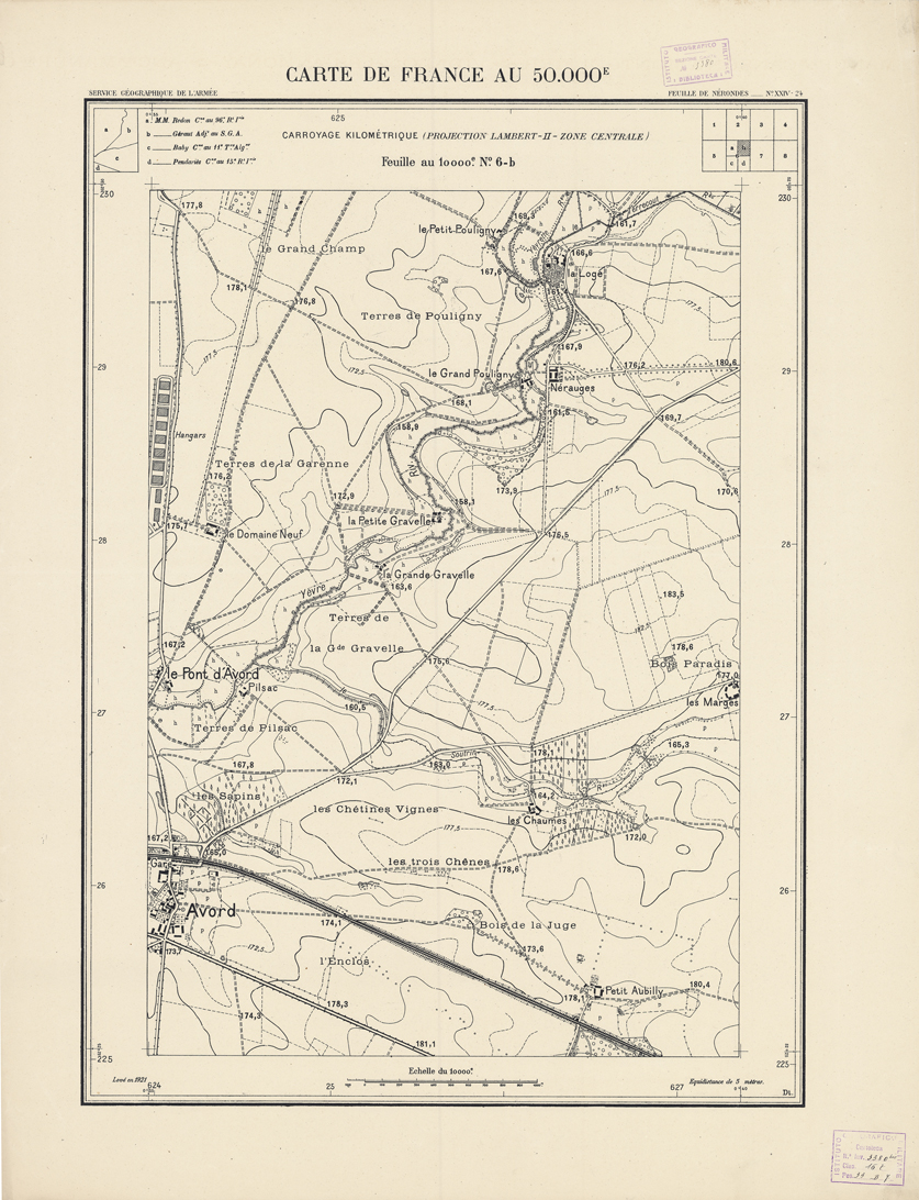 (N:20996) PLANS DIRECTEURS - FEUILLE DE NERONDES XXIV 24 N6b (B0017476) Carte e stampe antiche: riproduzione a colori su carta (formato A1)