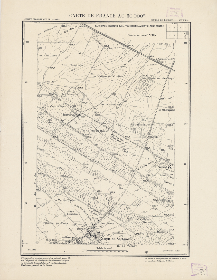 (N:21001) PLANS DIRECTEURS - FEUILLE DE BOURGES XXIII 24 N8b (B0017481) Carte e stampe antiche: riproduzione a colori su carta (formato A1)