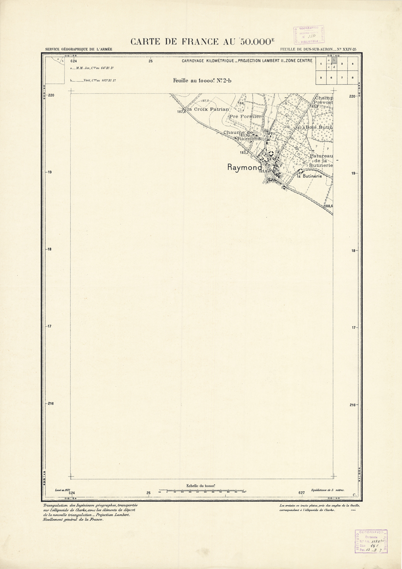 (N:21003) PLANS DIRECTEURS - FEUILLE DE DUN-SUR-AURON XXIV 25 N2b (B0017483) Carte e stampe antiche: riproduzione a colori su carta (formato A1)