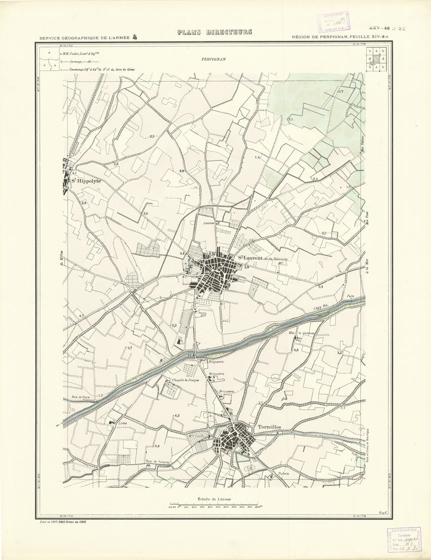 (N:21017) PLANS DIRECTEURS - REGION DE PERPIGNAN FEUILLE XIV N2c (B0017497) Carte e stampe antiche: riproduzione a colori su carta (formato A1)