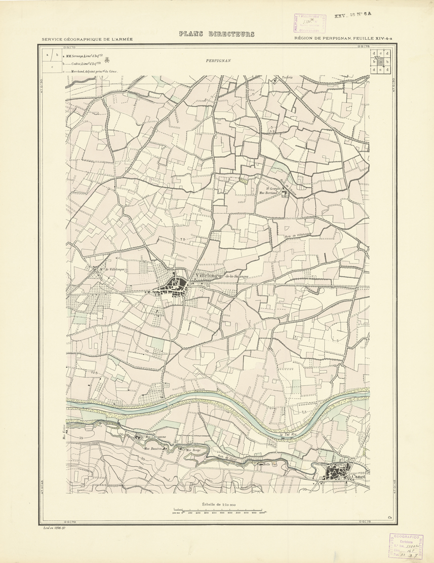 (N:21023) PLANS DIRECTEURS - REGION DE PERPIGNAN FEUILLE XIV N4a (B0017503) Carte e stampe antiche: riproduzione a colori su carta (formato A1)
