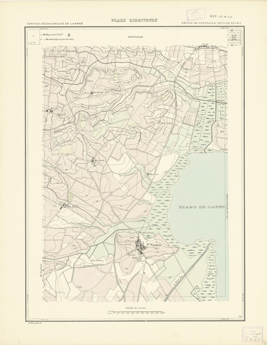 (N:21025) PLANS DIRECTEURS - REGION DE PERPIGNAN FEUILLE XIV N4c (B0017505) Carte e stampe antiche: riproduzione a colori su carta (formato A1)
