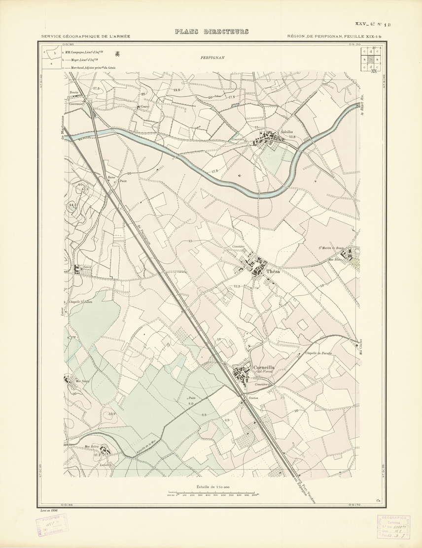 (N:21028) PLANS DIRECTEURS - REGION DE PERPIGNAN FEUILLE XIX N1b (B0017508) Carte e stampe antiche: riproduzione a colori su carta (formato A1)