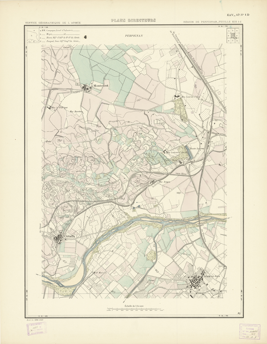 (N:21030) PLANS DIRECTEURS - REGION DE PERPIGNAN FEUILLE XIX N1d (B0017510) Carte e stampe antiche: riproduzione a colori su carta (formato A1)